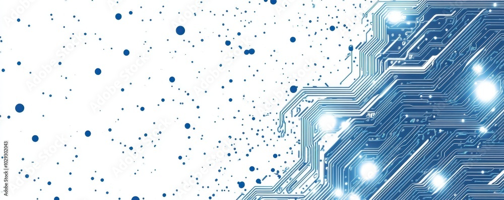 Poster blue and white background vector with circuit lines for a technology or digital design concept gener