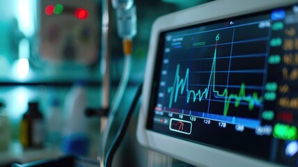 Futuristic financial data analytics interface with glowing graphs and charts for technology design