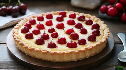 Freshly made, homemade cherry tart