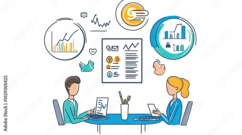 Aufkleber dynamic team collaboration icons for business presentations generative ai