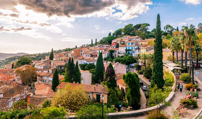Medieval village of Bormes-les-Mimosas, in the Var, in Provence, France.