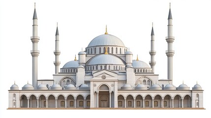 Suleymaniye Mosque Isolated Against a White Background: A Stunning Representation of Istanbul's Iconic Architectural Beauty and Cultural Heritage