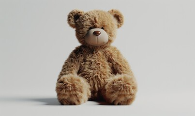 Obraz premium Teddy bear on white background, 4K hyperrealistic photo