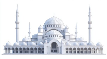 Obraz premium Suleymaniye Mosque Isolated Against a White Background: A Stunning Representation of Istanbul's Iconic Architectural Beauty and Cultural Heritage