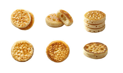 Traditional crumpets isolated on a transparent background