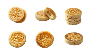 Traditional crumpets isolated on a transparent background