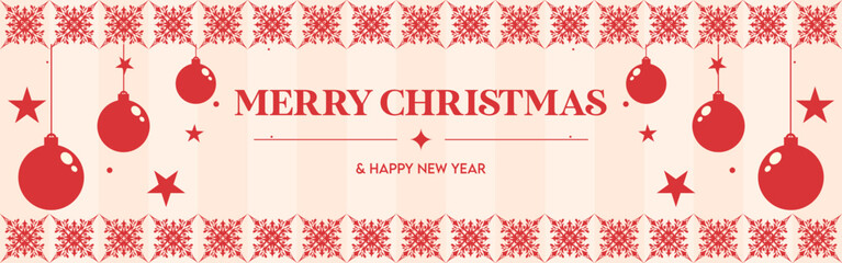 Christmas banner design template with red color and vintage frame and decorative lights