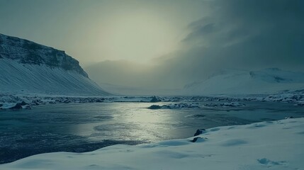 Fototapeta premium Winter in Hvolsvollur, Iceland