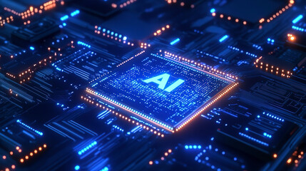 Fototapeta premium blue circuit board background with text 