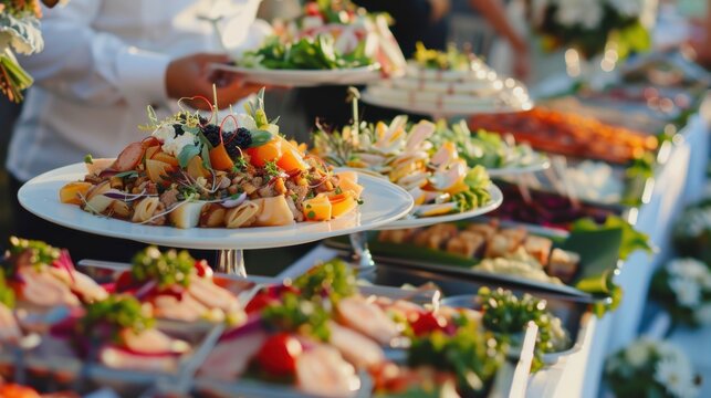 Elegant Wedding Catering Banner Ad with Exquisite Food Presentation and Bold Call to Action