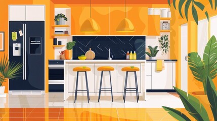 Modern Kitchen Design with Summer Vibes for Home Renovation Promotion