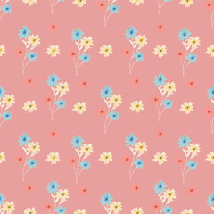 Amazing seamless floral pattern with bright colorful small flowers.