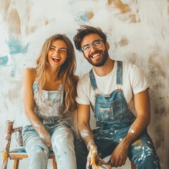 Couple relocates and paints home wall.