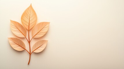 Minimalist Autumn Leaf Branch on Cream Background