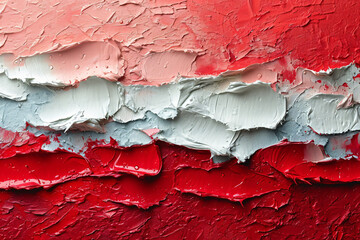 Thick paint white and red, acrylic or smear oil. Concept template close-up cream or art materials for wallpapers and backdrops and backgrounds