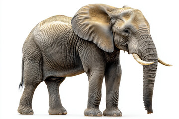 Obraz premium Majestic african elephant in profile on a white background