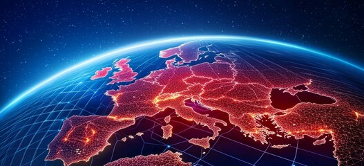 Map of Europe Highlighting Active Hotspots from Cyber Attack