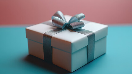 Obraz premium Beautifully wrapped gift box with a ribbon, symbolizing the joy of giving during the festive season.