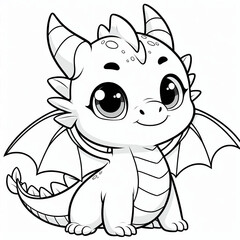 Obraz premium children's coloring page with a cartoon funny dragon