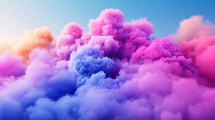 Fototapeta premium Abstract Colorful Smoke Clouds in a Blue Sky