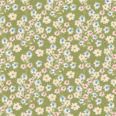 abstract a solid multicolor small and big flower mixed vector pattern arrangement with medium color, all over vector design with white background illustration digital