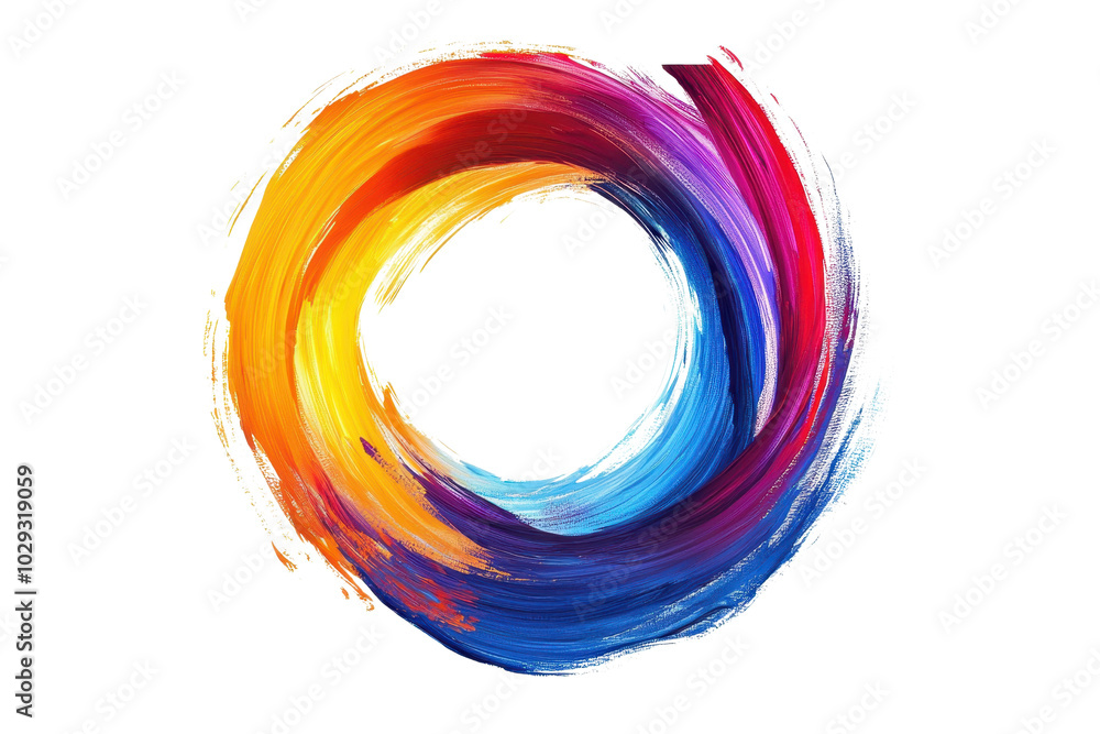 Poster vibrant circular brushstroke in vivid colors, creating a dynamic and artistic design, perfect for mo
