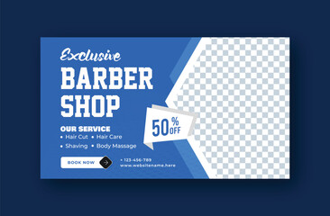 Barber Shop Haircut Banner Design, Haircut & Shave Web Banner, New Barber Shop Web Banner Design, Creative Men's Barber Shop Banner, Elegant Barber Services Banner, Retro Style Barber Shop Banner