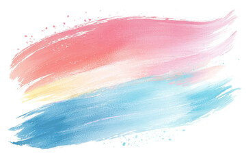 Vibrant watercolor brush stroke blending pastel hues of pink, blue, and yellow, perfect for artistic backgrounds and creative projects.