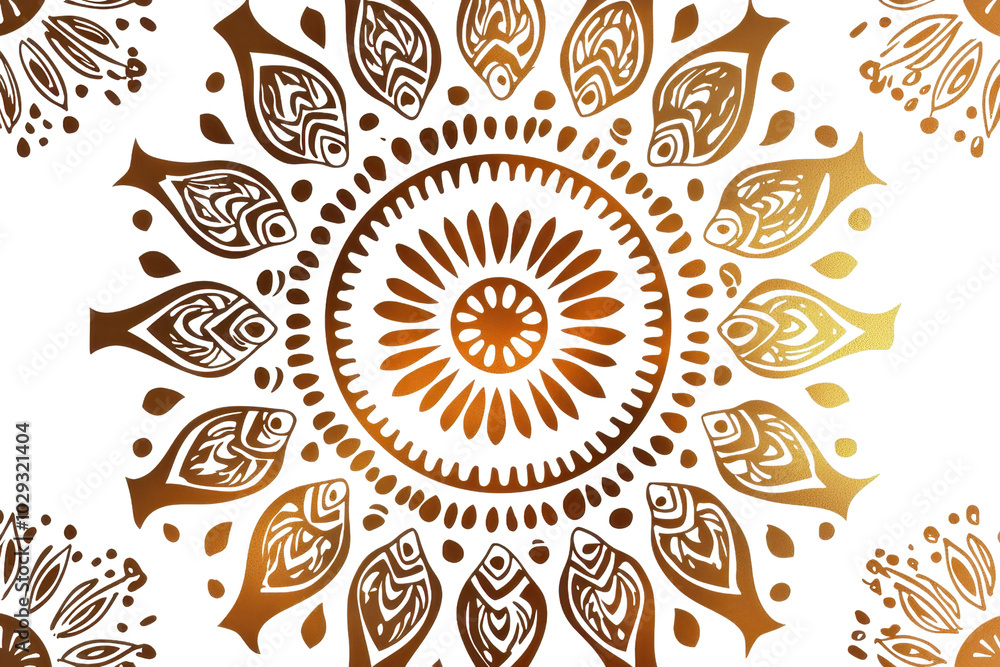 Poster intricate golden mandala design with elegant patterns and symmetrical shapes, perfect for artistic a