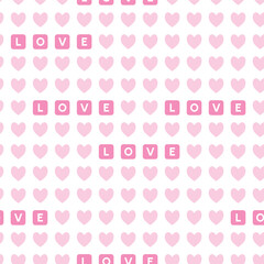 seamless pattern with hearts and the word 