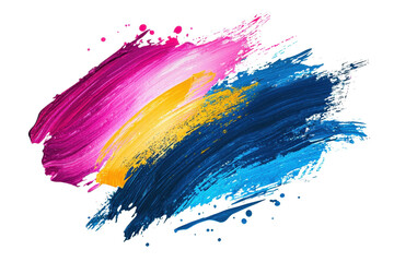 Vibrant brush strokes in pink, yellow, and blue create a dynamic and colorful abstract design perfect for artistic projects and backgrounds.