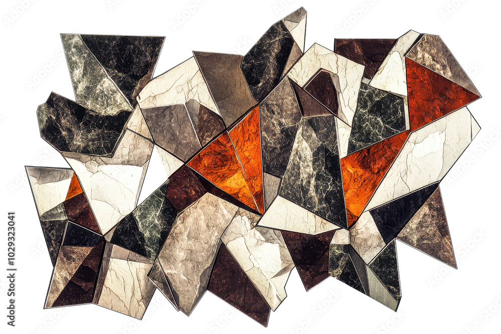 Aufkleber colorful abstract geometric art with diverse stone textures, showcasing a dynamic and vibrant compos