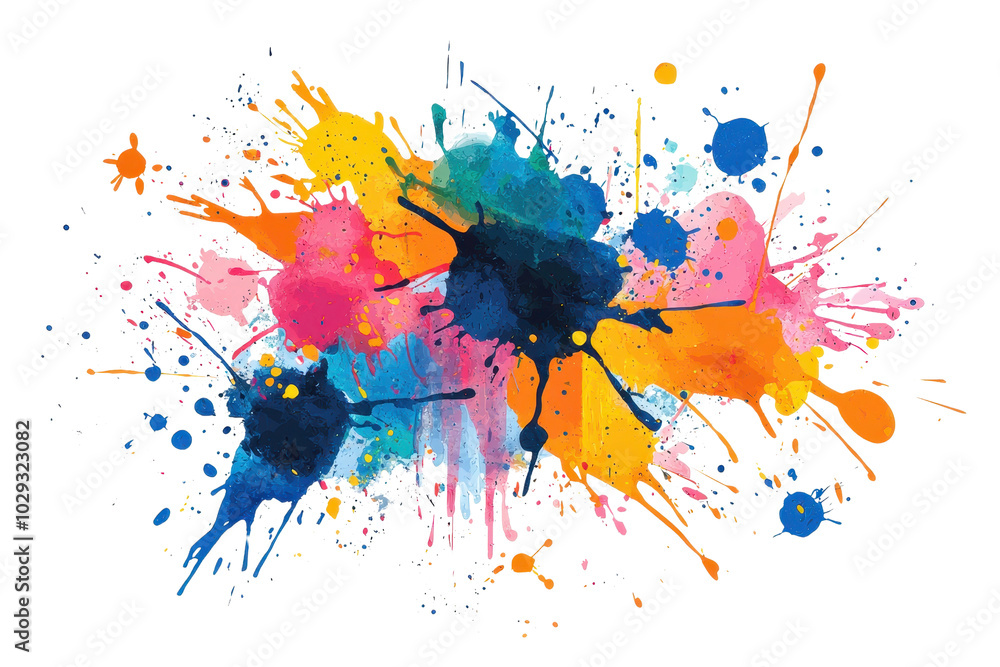 Poster vibrant abstract paint splash in various colors, creating a dynamic and artistic background perfect 