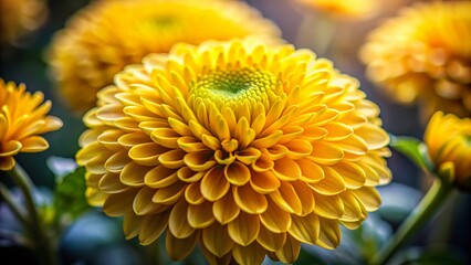 Vibrant Yellow Chrysanthemum Macro Shot for Stunning Floral Backgrounds
