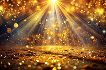 Obraz premium Enchanting Gold Light with Shimmering Particles and Radiant Rays for Ethereal Imagery