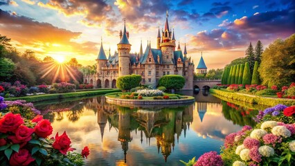 Enchanting Hjularod Fairy Tale Castle with Moat in High Depth of Field