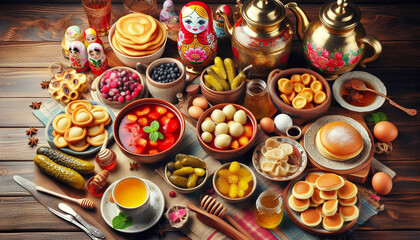 Fototapeta premium russian food assortment