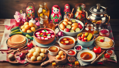 russian food assortment