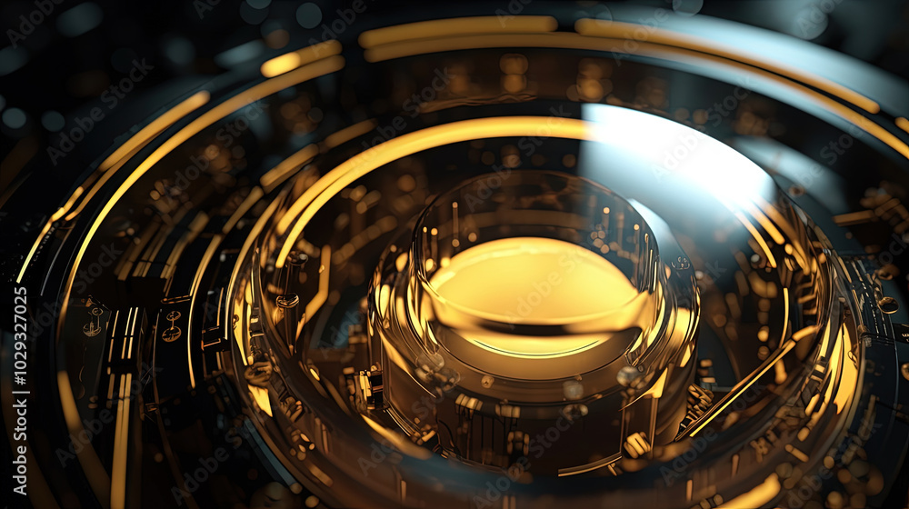 Aufkleber Technology abstract background with hud styled round interface elements in neon tech light.