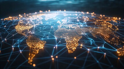 Fototapeta premium A Global Network of Interconnected Points of Light Representing a Digital World