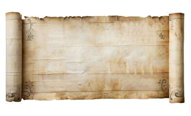 Antique Parchment Paper Scroll Isolated on White Background