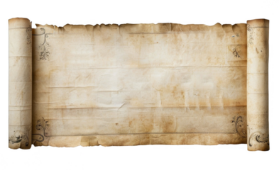 Antique Parchment Paper Scroll Isolated on White Background