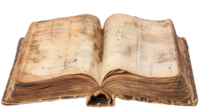 Antique History Textbook with Bookmark on White Background