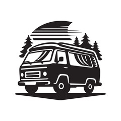 Camper Van Silhouette Vector Clipart – Ideal for Icon & Logo Design