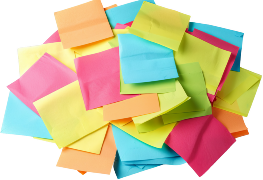 Vibrant Array of Post-it Notes Isolated on White