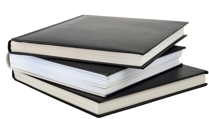 Stack of Black Yearbooks Isolated on White Background - Perfect for Educational Themes