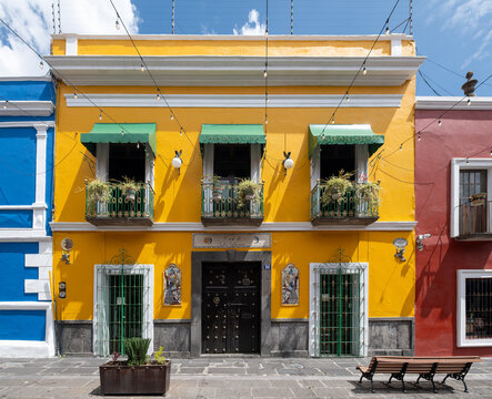 Callejon de los Sapos, one of the most colorful streets in the city of Puebla, Mexico