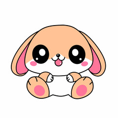 Cute bunnie character in kawaii style vector illustration. Isolated on white background.