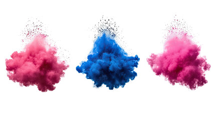 Colored Powder Explosions in a Vibrant Display of Pink and Blue Hues Generative AI