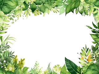 Watercolor Green Leaves Frame